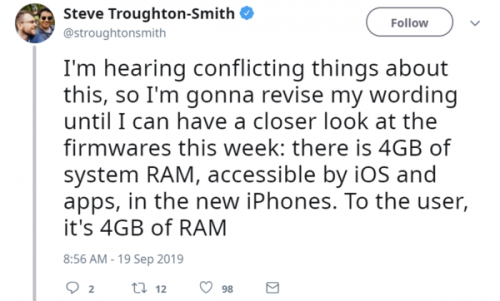 iFixit拆解确认iPhone 11系列标配4GB内存